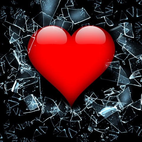 Heart shattered glass